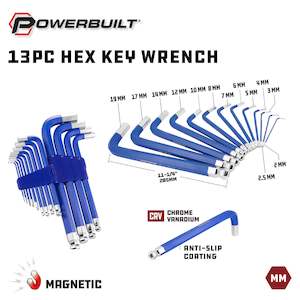 Hex Keys Sets: Powerbuilt 13Pc Metric Hex Key Jumbo Long Ball End Magnetic Wrench Set
