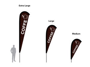 Products: Coffee Teardrop Flag Kit Double Sided Commercial Grade - 3 Sizes - Hercules Instant Shelter
