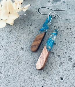 Jewellery: Glacier Wood Resin Tear Earrings
