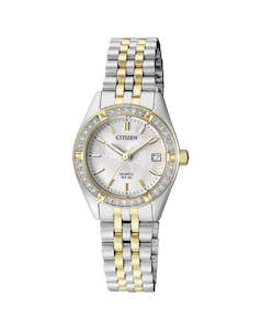 Watches: Ladies Citizen Quartz Two-Tone Dress Watch with Crystals