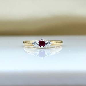 9ct Yellow Gold Ruby & Diamond Ring