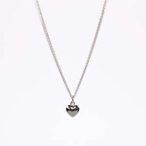 Sterling Silver Small Puff Heart Necklace