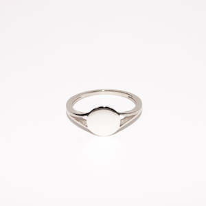 Sterling Silver Round Signet Ring with Split Band