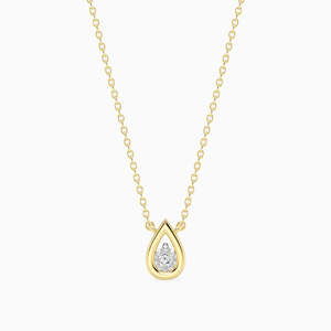 9ct Yellow Gold Lab Grown Diamond Teardrop Necklace