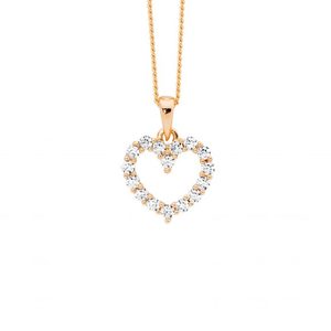 Ellani Collections: Sterling Silver Rose Gold Plated Open Heart Necklace