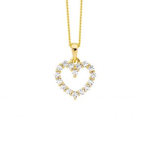 Sterling Silver Gold Plated Open Heart Necklace