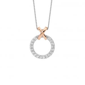 Ellani Collections: Sterling Silver Circle Necklace with Rose Gold Plate