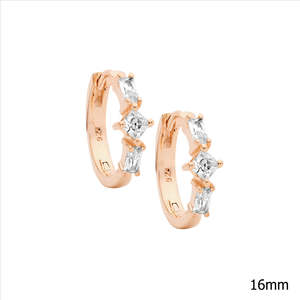 Ellani Collections: Rose Gold Plate Sparkling Hoop Earrings