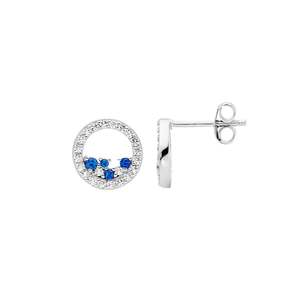 Ellani Collections: Open Circle Studs with Blue CZ