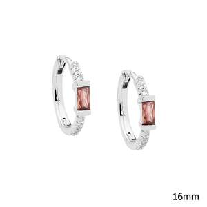 Ellani Collections: Fine Hoop Earrings with Rhodolite Garnet CZ