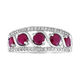 9ct White Gold Five Stone Ruby & Diamnond Ring