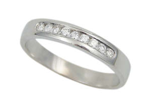 9ct White Gold Channel Set Diamond Ring