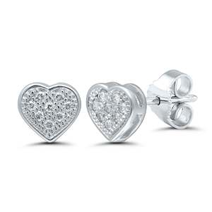 9ct White Gold Diamond Cluster Heart Studs