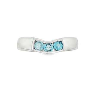Engagement Rings: Sterling Silver Blue Topaz Wide Curved Band