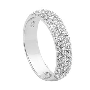 Engagement Rings: Sterling Silver Wide Pave Set CZ Band