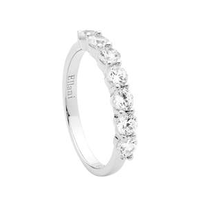Engagement Rings: Seven Stone Sterling Silver Ring with CZ