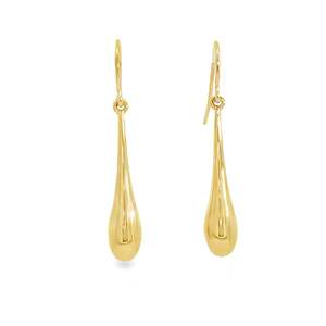 Earrings: 9ct Yellow Gold Teardrop Shaped Hook Earrings