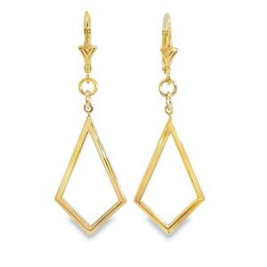 9ct Yellow Gold Diamond Shaped Drop Earrings