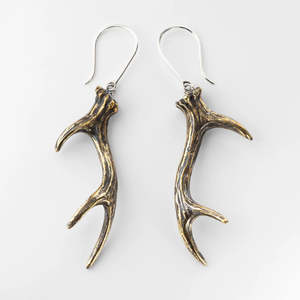 Earrings: Nick Von K Brass Stag Antler Earrings