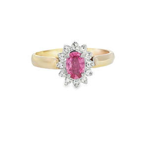 Engagement Rings 1: 9ct Yellow Gold Pink Sapphire & Diamond Ring