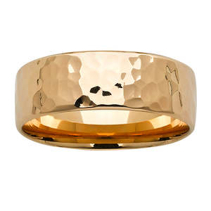 Rings Bands: 9ct Yellow Gold Hammered Finish Band