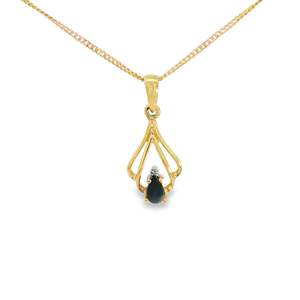 9ct Yellow Gold Sapphire & Diamond Necklace