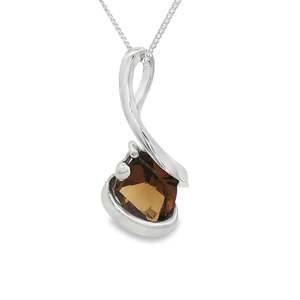 Gemstone Jewellery: Sterling Silver Twist Style Smokey Quartz Necklace