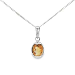 Sterling Silver Golden Citrine Gemstone Necklace