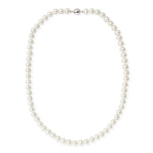 Semi-Round Strand of White Freshwater Pearls