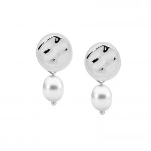 Jewellery Pearls: Stainless Steel Freshwater Pearl Earrings