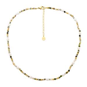 Jewellery Pearls: Stainless Steel Tree Agate & Freshwater Pearl Necklace
