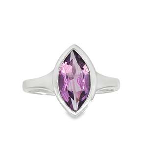 Sterling Silver Marquise Shaped Amethyst Ring