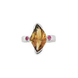 Fashion Jewellery: Sterling Silver Cognac Quartz & Rhodolite Garnet Ring