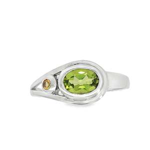 Sterling Silver Multistone Ring with Oval Peridot and Citrine