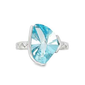 Sterling Silver Cocktail Ring with Natural Blue Topaz Gemstone