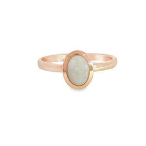 9ct Rose Gold Solid Crystal Opal Ring