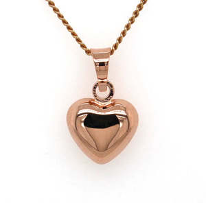 Necklaces Pendants: 9ct Rose Gold Puff Heart Pendant