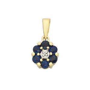Necklaces Pendants: 9ct Yellow Gold Sapphire & Diamond Cluster Pendant