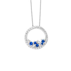 Ellani Collections: Open Circle Necklace with Blue CZ