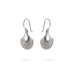 All Jewellery: Sterling Silver Fan Style Earrings with Mother of Pearl