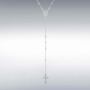 All Jewellery: Sterling Silver Beaded Chain Rosary Necklace
