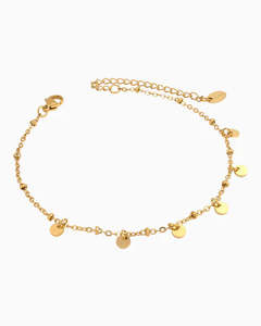 All Jewellery: Stainless Steel Gold Plated Flat Disc Anklet