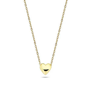 9K Yellow Gold Puff Heart Necklace