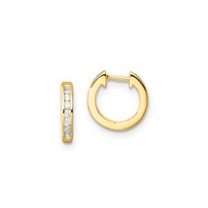 Earrings: 9K Yellow Gold Lab Grown Diamond Huggie Earrings