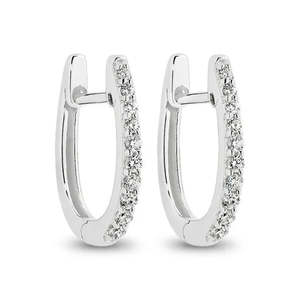 Earrings: 9K White Gold Diamond Set Huggie Earrings
