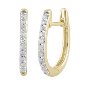 9K Yellow Gold Diamond Set Huggie Earrings