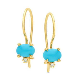 9ct Yellow gold Turquoise & Lab Grown Diamond Earrings