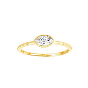 Diamond Jewellery: 9K Yellow Gold Marquise Cut Lab Grown Diamond Ring