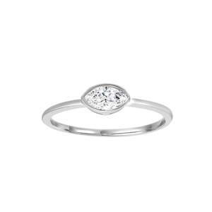 9K White Gold Marquise Cut Lab Grown Diamond Ring