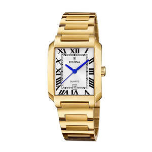 Watches: Festina Ladies Gold Dress Watch with White Dial